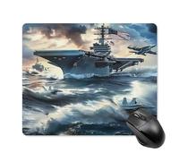 Warship Battleship Military Jet Airplane Printed Square Gaming Mouse Mat Soft Non-Slip Computer Game Mice Pad for Home Office Laptops