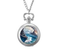 Warship Battleships Classic Quartz Pocket Watch Vintage Men's Pocketwatch with Chain Christmas Gifts for Father Husband Boyfriend