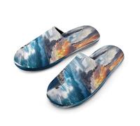 Warship Battleships Men's Slippers Memory Foam Indoor House Shoes Lightweight Washable Slipper 43-44_（9.5-10）