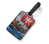Warships at Sea Luggage Tag for Suitcase - PU Leather Suitcase Tags with Name ID Card & Adjustable Strap, Durable Scratch-Resistant Travel Bag Tag for Backpacks Gym Bags