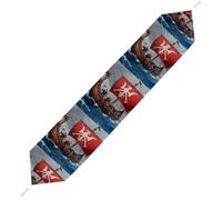 Warships at Sea Table Runner for Dining Table, Short Plush Runners Washable & Durable Tablerunner Modern Home Decor for Wedding, Kitchen, Holiday 200*33cm