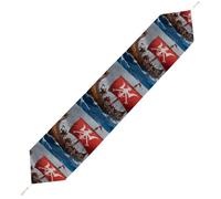 Warships at Sea Table Runner for Dining Table, Short Plush Runners Washable & Durable Tablerunner Modern Home Decor for Wedding, Kitchen, Holiday 229*33cm