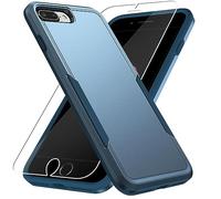 Warsia for iPhone 8 Plus/7 Plus Case Rugged Dual-Layer Shockproof, Blue | Military-Grade Heavy Duty Protection,Screen Protector,Matte Finish Scratch Resistant Anti-Fingerprint,Anti-Slip Phone Cover