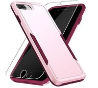 Warsia for iPhone 8 Plus/7 Plus Case Rugged Dual-Layer Shockproof, Pink | Military-Grade Heavy Duty Protection,Screen Protector,Matte Finish Scratch Resistant Anti-Fingerprint,Anti-Slip Phone Cover