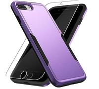 Warsia for iPhone 8 Plus/7 Plus Case Rugged Dual-Layer Shockproof, Purple | Military-Grade Heavy Duty Protection,Screen Protector,Matte Finish Scratch Resistant Anti-Fingerprint,Anti-Slip Phone Cover