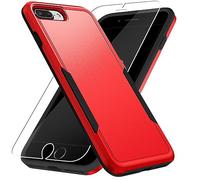 Warsia for iPhone 8 Plus/7 Plus Case Rugged Dual-Layer Shockproof, Red | Military-Grade Heavy Duty Protection,Screen Protector,Matte Finish Scratch Resistant Anti-Fingerprint,Anti-Slip Phone Cover
