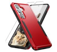 Warsia for Samsung Galaxy S26 Case with HD Screen Protector, Dual Layer Military Grade Drop Tested, Heavy Duty Rugged Shockproof Non-Slip Outdoor Protective Cover, Red