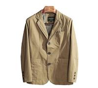 WarsoniodSona Men Casual Blazer Plus Size Italian Style Gentleman Business Lapel Loose Casual Slim Fit Three Buttons Blazer Lightweight Business Travel Blazer Jacket,Khaki,3Xl