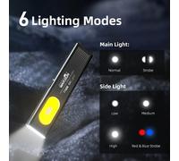 Warsun LED Keychain Flashlight USB-C Rechargeable 600Lm Portable Mini Torch Light Pocket Lantern Flood Work Light With Magnet