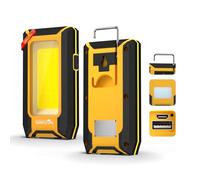 WARSUN LED Work Light Rechargeable, Magnetic COB Portable Worklights, 40w 1500 Lumens,Metal Hanging Hook 3 Lighting Modes, Job Site Lighting for Car Repairing,Camping,Hunting (Yellow)