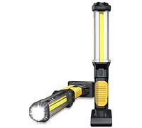 WARSUN Rechargeable LED Workshop Flashlight Work Torch 1500LM High Power Flashlight Car COB Portable Workshop Lamp with Magnet and Hook for Cars Camping Emergency, Yellow
