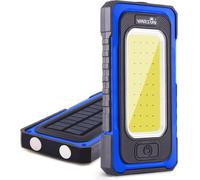 WARSUN Workshop Lamp LED Work Light Rechargeable 1000 Lumen LED COB Portable Inspection Lights Solar Rechargeable Floodlight Magnetic Base Outdoor Camping Emergency (USB + Solar Charging, Blue)