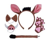 Warthogs Dress Up Set - Cosplay Nose Ears, Tail Costume Accessories, Fun Party Accessory | Animal Costume For Stage Performances, Halloween Events, Parties For And Ad
