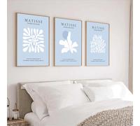 WARTHZ Blue Matisse Flower Poster Set of 3 Henri Matisse Wall Art Minimalist Abstract Matisse Wall Decor Aesthetic Prints Pictures for Bedroom Living Room Unframed 16x24 Inch
