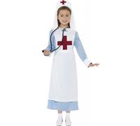 Wartime Nurse Costume for Girls Ages 7-9 (M), Height 130-143cm