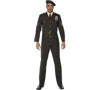 Smiffys Wartime Officer, Green Beret, Tie, Trousers, Belt and Jacket, Land, Sea and Air Forces Fancy Dress, Army Dress Up Costumes