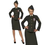 Wartime Officer Costume Army Military Uniform Ladies Fancy Dress Outfit