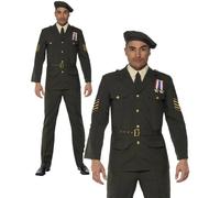 Wartime Officer Deluxe Army Soldier Mens Fancy Dress Costume Military Uniform