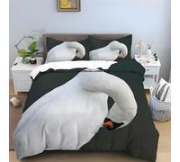 Warty Nosed Swans King Size Duvet Cover Sets, Animals Bedding Microfiber with Zipper Closure, Comfortable Easy to Machine Wash and 2 Pillowcases, for Boys and Girls