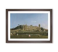 Warwick Castle by Giovanni Canaletto Framed Print | A2 Walnut Framed Wall Art | Ready to Hang | Modern Cityscape Picture | Living Room Bedroom Lounge Office