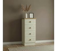 Warwick Chest - 4 Drawer - Narrow - Cream and Oak
