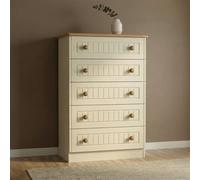 Warwick Chest - 5 Drawer - Cream and Oak