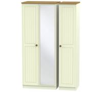 Warwick Cream and Oak 3 Door Triple Wardrobe - 1 Mirror