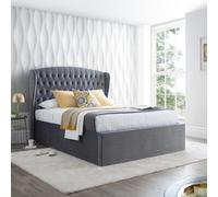 Warwick - Double - Ottoman Bed - Grey - Velvet - 4ft6 - Happy Beds