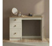 Warwick Dressing Table - 3 Drawer - Single - Cream and Oak