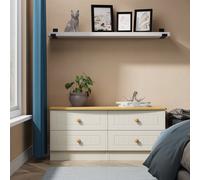 Warwick Large Chest of Drawers Cream & Oak 4 Drawers 112cm