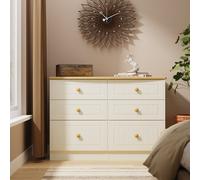 Warwick Large Chest of Drawers Cream & Oak 6 Drawers 112cm