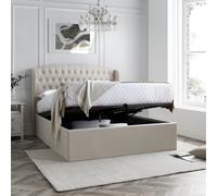 Warwick Natural Velvet Ottoman Bed - Natural / 145cm