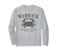 Warwick Rhode Island Crab Town Since 1642 Black Letters Long Sleeve T-Shirt