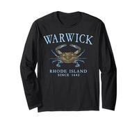 Warwick Rhode Island Crab Town Since 1642 Cyan Letters Long Sleeve T-Shirt