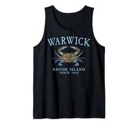 Warwick Rhode Island Crab Town Since 1642 Cyan Letters Tank Top