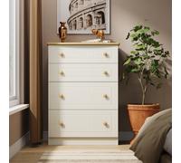 Warwick Tall Chest of Drawers Cream & Oak 4 Drawers 77cm