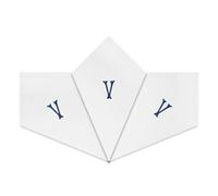 Warwick & Vance 3 Pack Of Mens/Gentlemens White Satin Bordered Handkerchiefs With Blue Embroidered Initials (V)