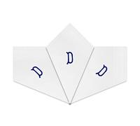 Warwick & Vance 3 Pack Of Mens/Gentlemens White Satin Bordered Handkerchiefs With Blue Embroidered Initials, Letter D