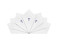 Warwick & Vance 7 Pack Of Mens/Gentlemens White Satin Bordered Handkerchiefs With Blue Embroidered Initials, Letter T