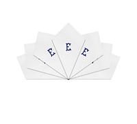 Warwick & Vance 7 Pack Of Mens/Gentlemens White Satin Bordered Handkerchiefs With Blue Embroidered Initials, Letter E