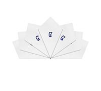 Warwick & Vance 7 Pack Of Mens/Gentlemens White Satin Bordered Handkerchiefs With Blue Embroidered Initials, Letter G