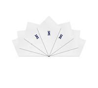Warwick & Vance 7 Pack Of Mens/Gentlemens White Satin Bordered Handkerchiefs With Blue Embroidered Initials, Letter N