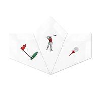 Warwick & Vance Men's 100% Cotton Handkerchiefs Pack Of 3, Golf Embroidery Hankies With Satin Stripe Borders, 40 x 40cm
