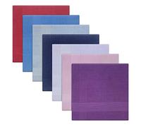 Warwick & Vance Men's 100% Cotton Handkerchiefs Pack Of 7, Dyed Hankies, Assorted Colours With Satin Stripe Borders, 40 x 40cm