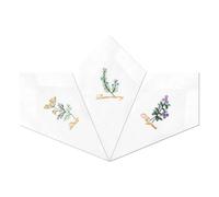 Warwick & Vance Pack Of 3 Womens/Ladies Herb Embroidery Design Handkerchiefs With Satin Stripe Borders, 100% Cotton, 29 x 29cm