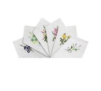 Warwick & Vance Pack Of 6 Womens/Ladies White Handkerchiefs, Floral Embroidered Collection With Satin Stripe Borders, 100% Cotton, 29 x 29cm