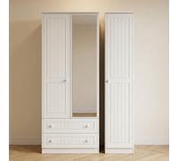Warwick Wardrobe - 3 Door - 1 Mirror - LHF 2 Drawers - Combi - White