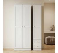 Warwick Wardrobe - 3 Door - RHF 2 Drawers - Tall - Triple - White