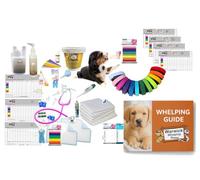 Warwick Whelping Boxes Premium Whelping Kit Inc Puppy Milk, Mucus remover, Clamps, Iodine, Liquid Calcium, Nutri-Whelp & Whelping ID Collars - Whelping Guides - Printed Forms
