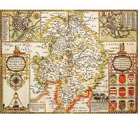 Warwickshire Historical Map 1000 Piece Jigsaw Puzzle (1610). Free print!